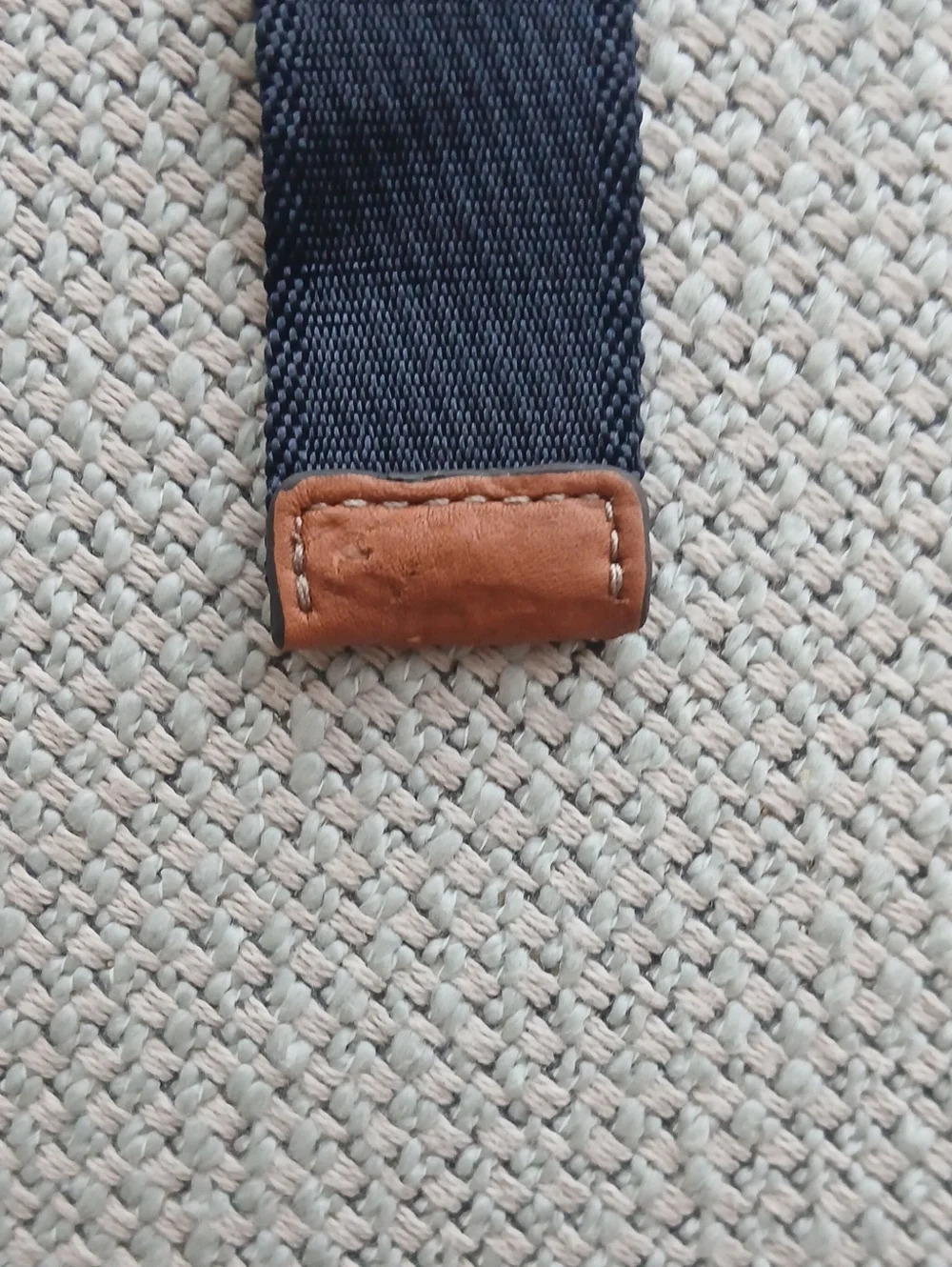 Brics Navy Nylon Backpack with Brown Leather Trim .